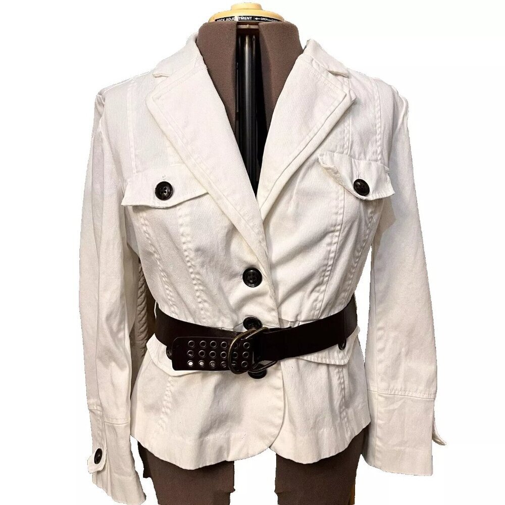 Worthington. Size XL. White cotton. Layered Lapel. Belted. Safari Jacket. LO